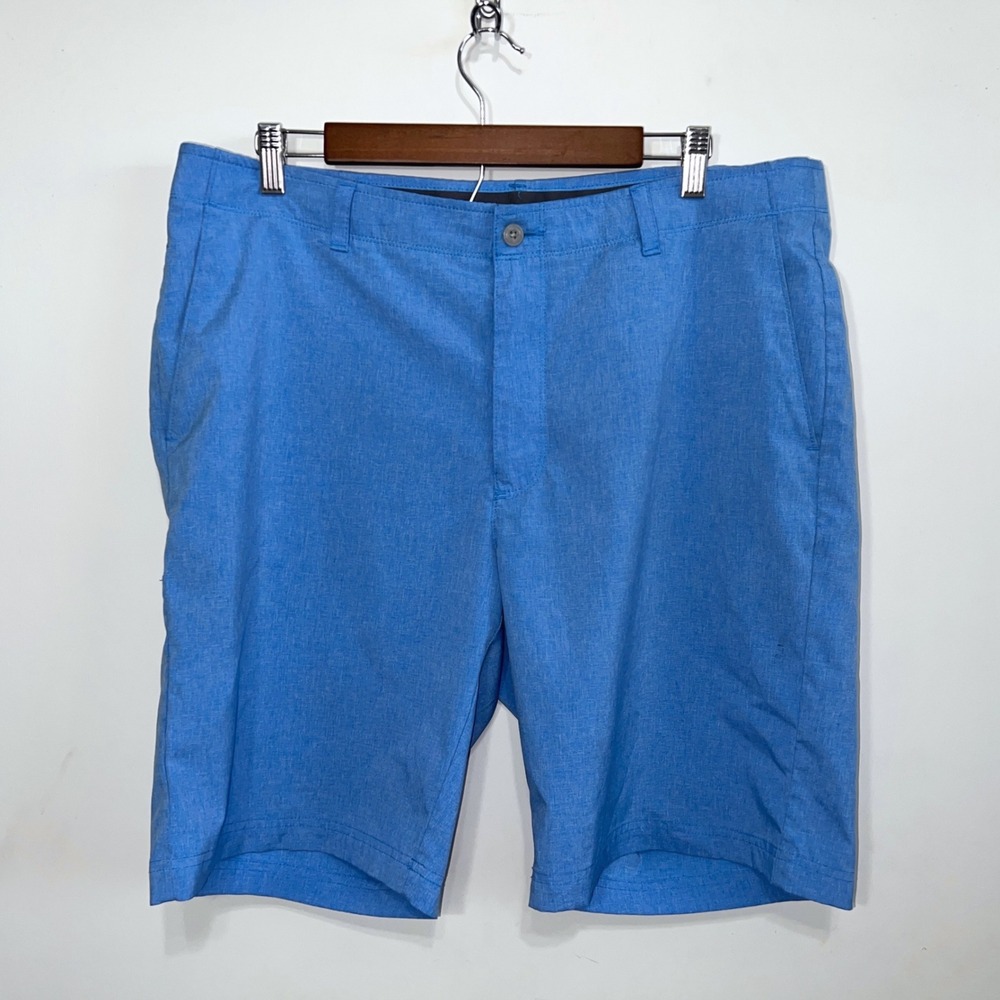 PGA Tour Golf Shorts‎ Mens 38 Blue Heathered Performance Flat Front